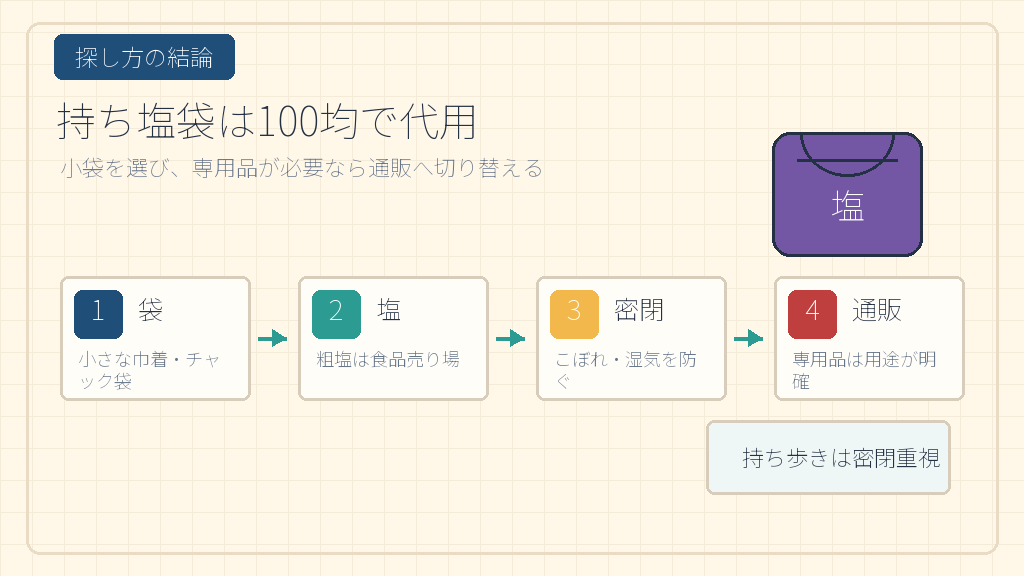 持ち塩袋は100均のどこに売ってる記事の結論図解