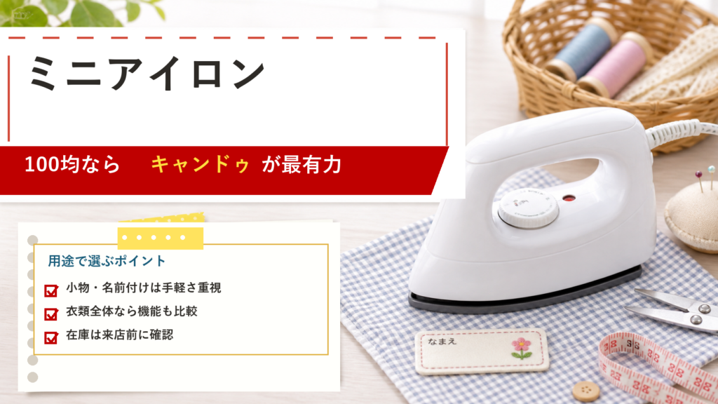 ミニアイロンは100均ならキャンドゥが最有力と示すアイキャッチ画像